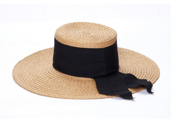 SUN HAT WITH BLACK BOW