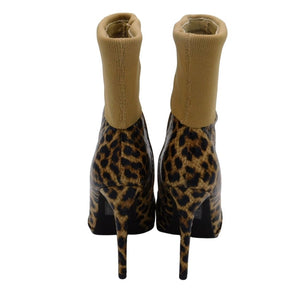 So Me Womens's 3/4 Cuff Leopard Print Pointed Toe High Heel Side Zipper Booties