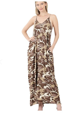 Desert Camouflage Maxi Dress w/Pockets