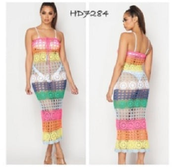 Crochet Multi Color Tube Dress