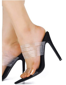Cape Robbin Hess Stiletto High Heel Clear/Transparent Strappy Pointed Open Toe Shoes for Women