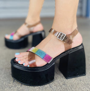 Ocho Toros Platform Chunky Heel Open Toe Sandals for Women