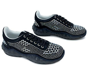 Cape Robbin Remi Wedge Fashion Sneakers Shoes for Women w/Faux Rhinestones