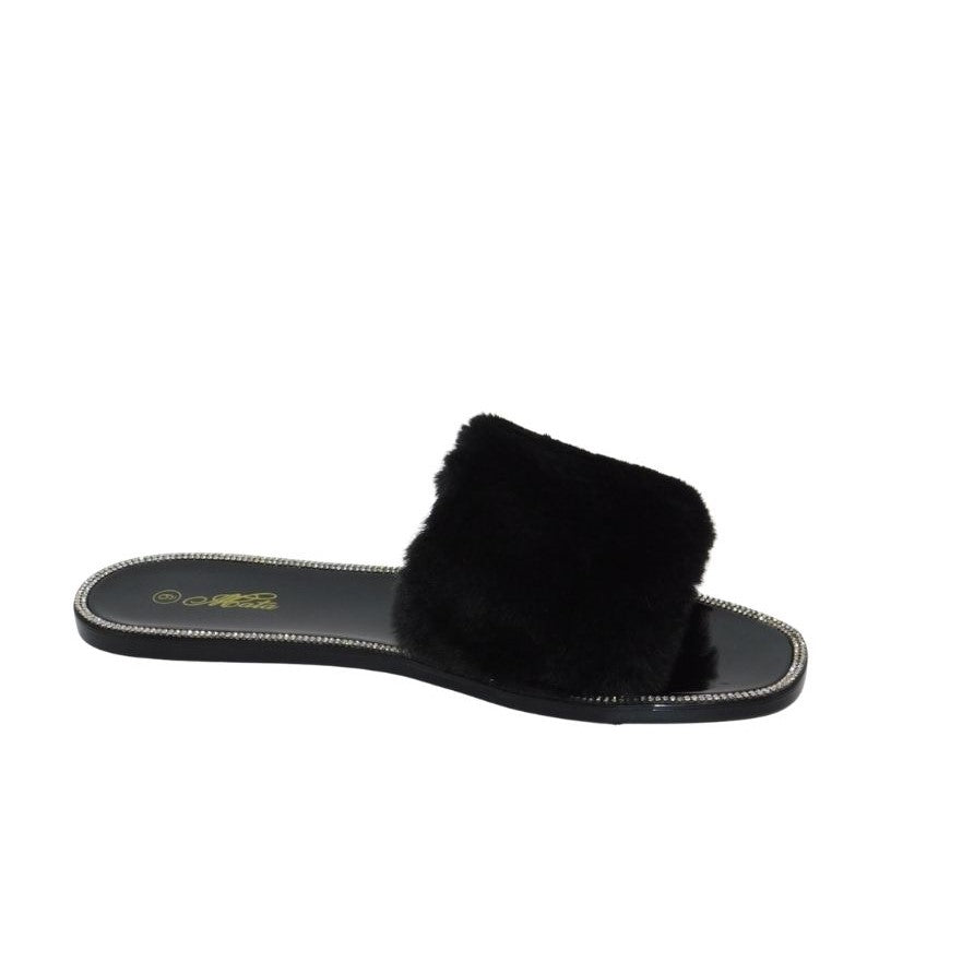 MATA Women's Faux Fur Slide Sandal