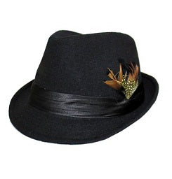 Wool Blended Classic Fedora w/Feather Satin Band