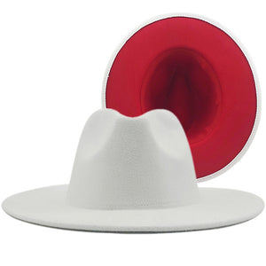 Odiva Two Tone Red Bottom Wide Brim Fedora Hat